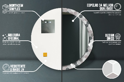 Miroir rond cadre imprimé Motif hexagonal