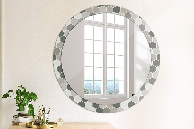 Miroir rond cadre imprimé Motif hexagonal