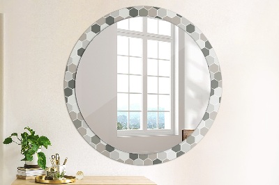 Miroir rond cadre imprimé Motif hexagonal