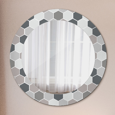 Miroir rond cadre imprimé Motif hexagonal