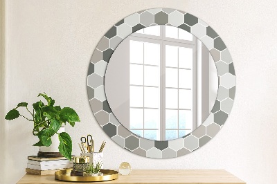 Miroir rond cadre imprimé Motif hexagonal