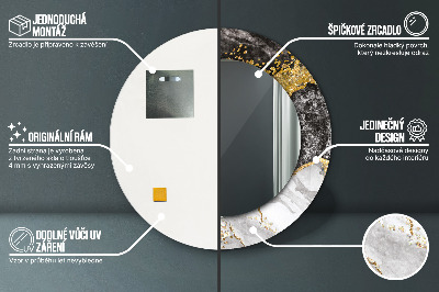 Miroir rond cadre imprimé Marbre et or