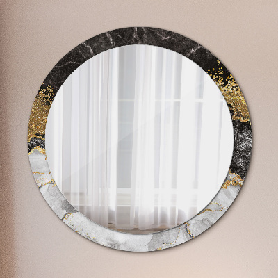 Miroir rond cadre imprimé Marbre et or