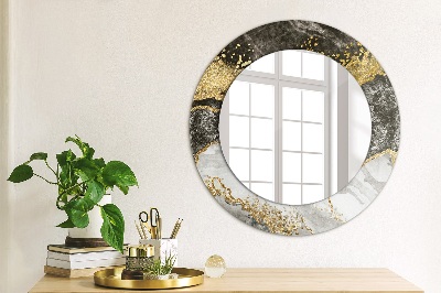 Miroir rond cadre imprimé Marbre et or