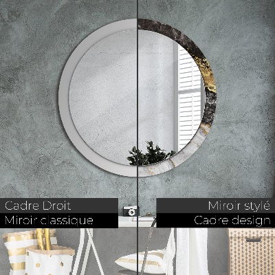 Miroir rond cadre imprimé Marbre et or