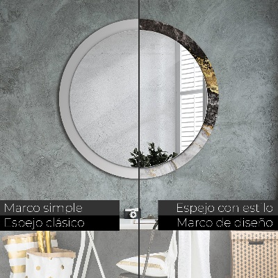 Miroir rond cadre imprimé Marbre et or