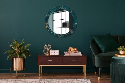 Miroir rond cadre imprimé Marbre vert malachite