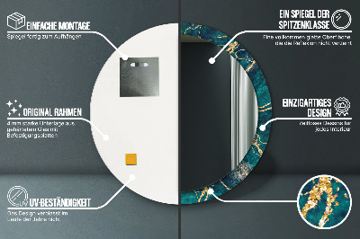 Miroir rond cadre imprimé Marbre vert malachite