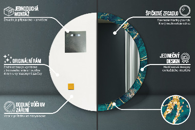 Miroir rond cadre imprimé Marbre vert malachite