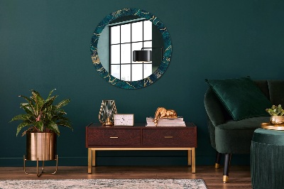 Miroir rond cadre imprimé Marbre vert malachite