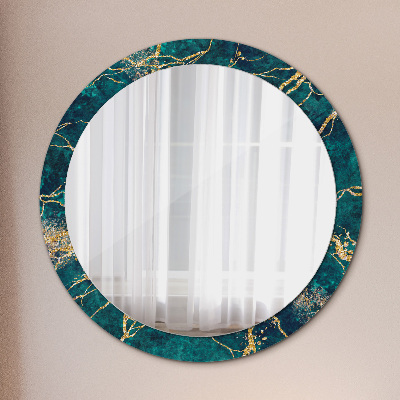 Miroir rond cadre imprimé Marbre vert malachite