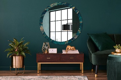 Miroir rond cadre imprimé Marbre vert malachite