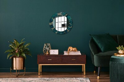 Miroir rond cadre imprimé Marbre vert malachite