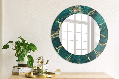 Miroir rond cadre imprimé Marbre vert malachite