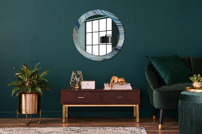 Miroir rond cadre avec impression Marbre bleu