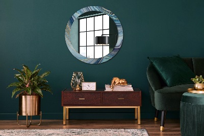 Miroir rond cadre avec impression Marbre bleu