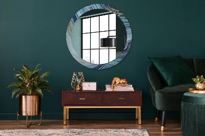 Miroir rond cadre avec impression Marbre bleu