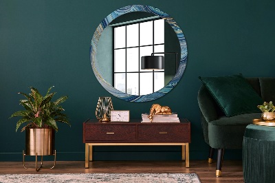 Miroir rond cadre avec impression Marbre bleu