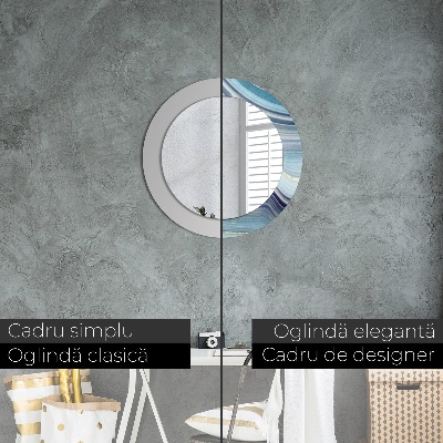 Miroir rond cadre avec impression Marbre bleu