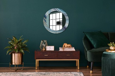 Miroir rond cadre avec impression Marbre bleu