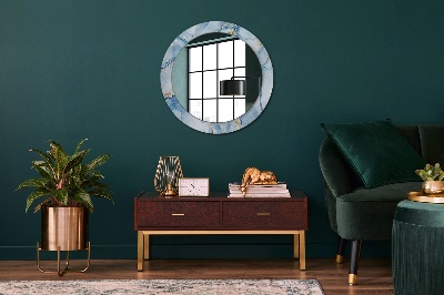 Miroir rond avec décoration Marbre bleu avec or