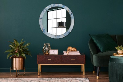 Miroir rond avec décoration Marbre bleu avec or