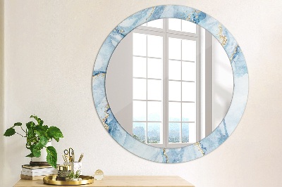 Miroir rond avec décoration Marbre bleu avec or