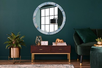 Miroir rond avec décoration Marbre bleu avec or