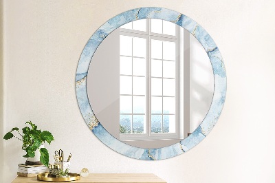 Miroir rond avec décoration Marbre bleu avec or