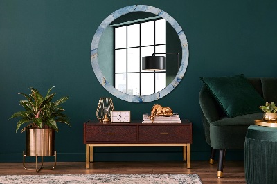 Miroir rond avec décoration Marbre bleu avec or