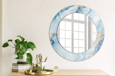 Miroir rond avec décoration Marbre bleu avec or