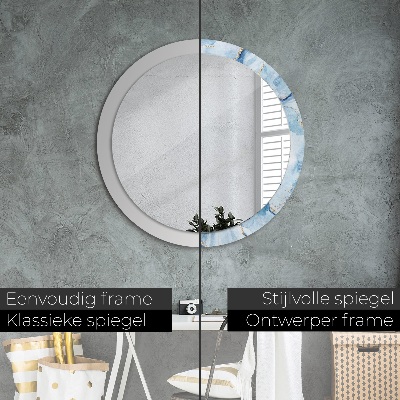 Miroir rond avec décoration Marbre bleu avec or