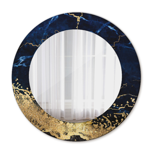 Miroir rond cadre imprimé Marbre bleu