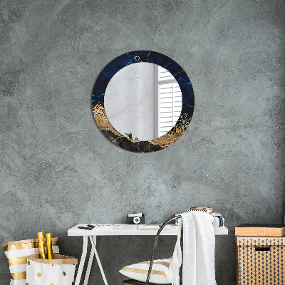 Miroir rond cadre imprimé Marbre bleu