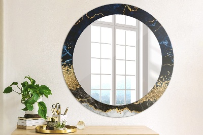 Miroir rond cadre imprimé Marbre bleu