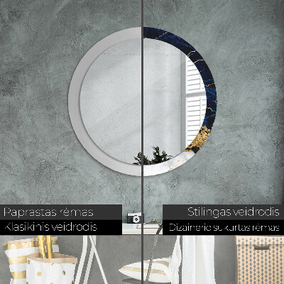 Miroir rond cadre imprimé Marbre bleu