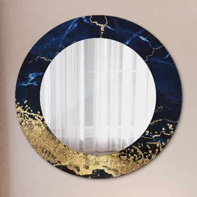 Miroir rond cadre imprimé Marbre bleu