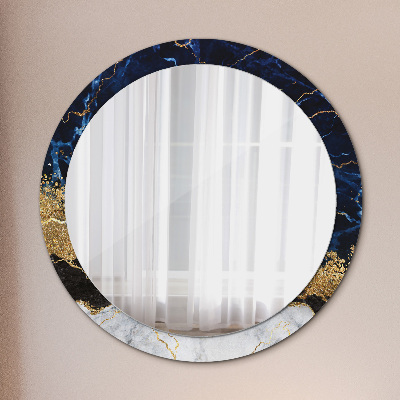 Miroir rond cadre imprimé Marbre bleu