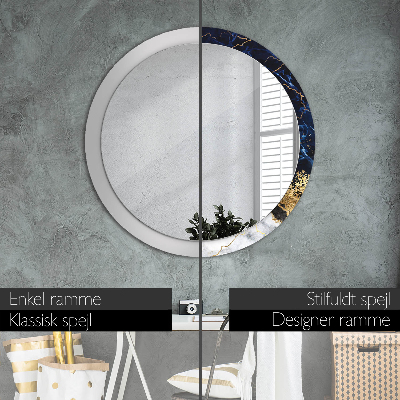 Miroir rond cadre imprimé Marbre bleu