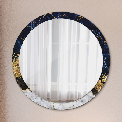 Miroir rond cadre imprimé Marbre bleu