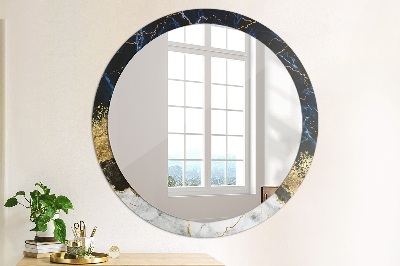 Miroir rond cadre imprimé Marbre bleu