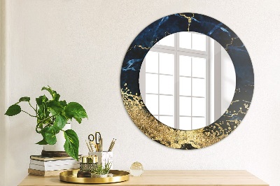 Miroir rond cadre imprimé Marbre bleu