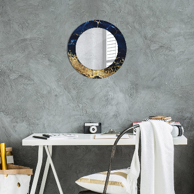 Miroir rond cadre imprimé Marbre bleu