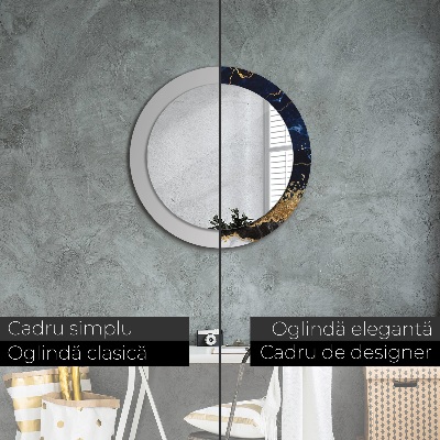 Miroir rond cadre imprimé Marbre bleu