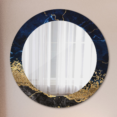 Miroir rond cadre imprimé Marbre bleu