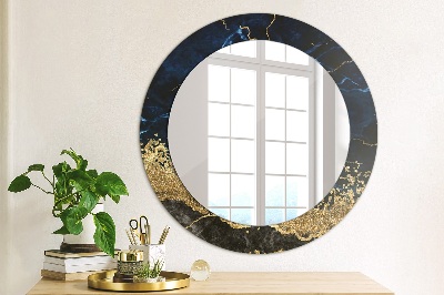 Miroir rond cadre imprimé Marbre bleu