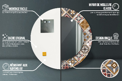 Miroir rond cadre imprimé Motif turc
