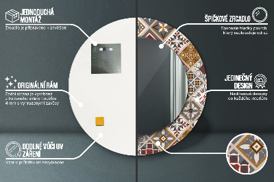 Miroir rond cadre imprimé Motif turc