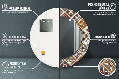 Miroir rond cadre imprimé Motif turc