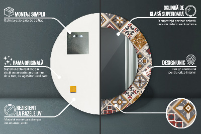 Miroir rond cadre imprimé Motif turc
